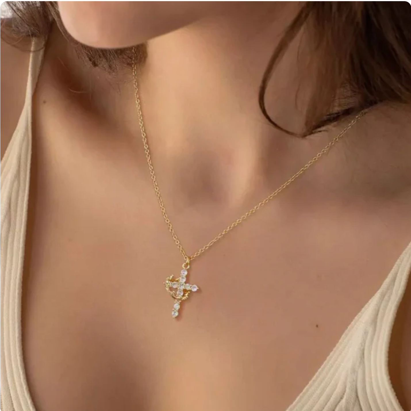 Cross and Crown Necklace